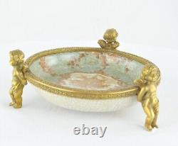 Art Deco Style Bowl Soapdish Figurine Baby Art Nouveau Style Porcelain Bronze