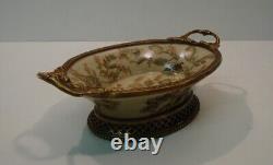 Art Deco Style Bowl Soapdish Flower Art Nouveau Style Porcelain Bronze