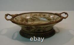 Art Deco Style Bowl Soapdish Flower Art Nouveau Style Porcelain Bronze