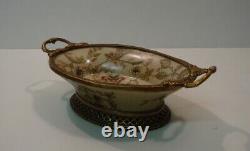 Art Deco Style Bowl Soapdish Flower Art Nouveau Style Porcelain Bronze