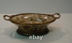 Art Deco Style Bowl Soapdish Flower Art Nouveau Style Porcelain Bronze