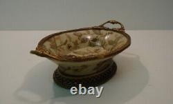 Art Deco Style Bowl Soapdish Flower Art Nouveau Style Porcelain Bronze