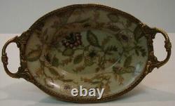 Art Deco Style Bowl Soapdish Flower Art Nouveau Style Porcelain Bronze