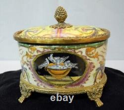 Art Deco Style Box Jewelry Dove Bird Art Nouveau Style Porcelain Bronze