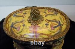 Art Deco Style Box Jewelry Dove Bird Art Nouveau Style Porcelain Bronze