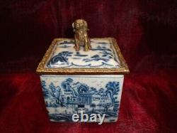 Art Deco Style Box Jewelry Figurine Dog Wildlife Art Nouveau Style Porcelain Bro