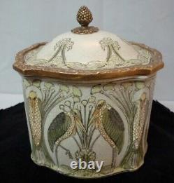 Art Deco Style Box Jewelry Marabou Bird Art Nouveau Style Porcelain Bronze Ceram