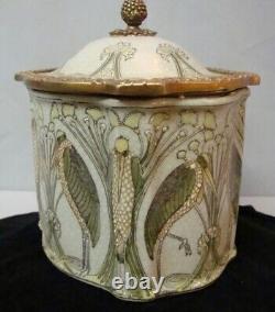 Art Deco Style Box Jewelry Marabou Bird Art Nouveau Style Porcelain Bronze Ceram