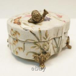 Art Deco Style Box Jewelry Snail Butterfly Flowers Art Nouveau Style Porcelain B