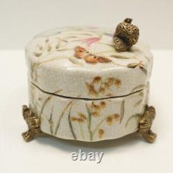 Art Deco Style Box Jewelry Snail Butterfly Flowers Art Nouveau Style Porcelain B