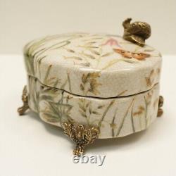 Art Deco Style Box Jewelry Snail Butterfly Flowers Art Nouveau Style Porcelain B