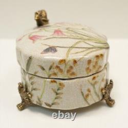 Art Deco Style Box Jewelry Snail Butterfly Flowers Art Nouveau Style Porcelain B