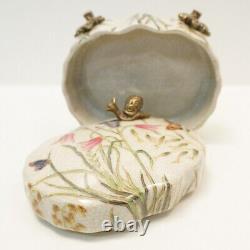 Art Deco Style Box Jewelry Snail Butterfly Flowers Art Nouveau Style Porcelain B