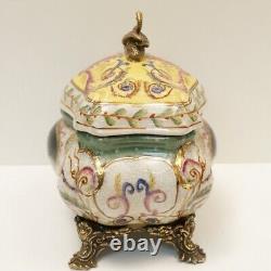 Art Deco Style Box Jewelry Swan Bird Art Nouveau Style Porcelain Bronze Ceramic