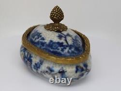 Art Deco Style Box Jewelry Tobacco Flowers Art Nouveau Style Porcelain Bronze Ce