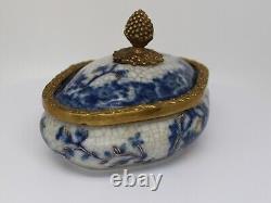 Art Deco Style Box Jewelry Tobacco Flowers Art Nouveau Style Porcelain Bronze Ce