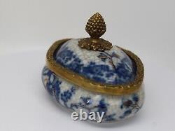 Art Deco Style Box Jewelry Tobacco Flowers Art Nouveau Style Porcelain Bronze Ce