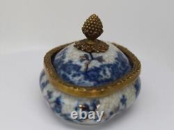 Art Deco Style Box Jewelry Tobacco Flowers Art Nouveau Style Porcelain Bronze Ce