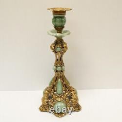 Art Deco Style Candlestick Art Nouveau Style Porcelain Bronze Ceramic