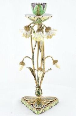 Art Deco Style Candlestick Art Nouveau Style Porcelain Bronze Ceramic