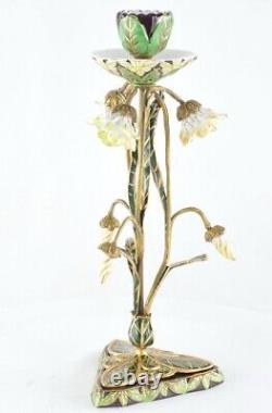 Art Deco Style Candlestick Art Nouveau Style Porcelain Bronze Ceramic