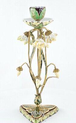 Art Deco Style Candlestick Art Nouveau Style Porcelain Bronze Ceramic