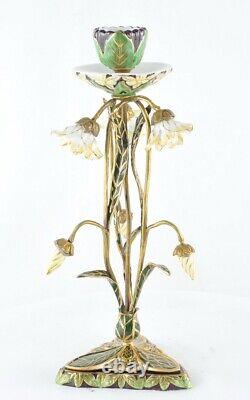 Art Deco Style Candlestick Art Nouveau Style Porcelain Bronze Ceramic