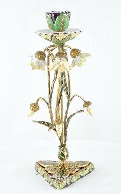 Art Deco Style Candlestick Art Nouveau Style Porcelain Bronze Ceramic