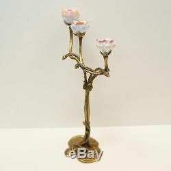 Art Deco Style Candlestick Flowers Art Nouveau Style Bronze Ceramic Porcelain