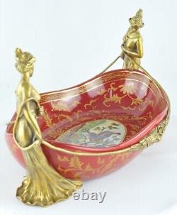 Art Deco Style Centerpiece Fruit plate Art Nouveau Style Porcelain Bronze