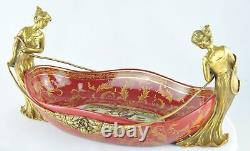 Art Deco Style Centerpiece Fruit plate Art Nouveau Style Porcelain Bronze