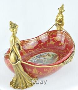 Art Deco Style Centerpiece Fruit plate Art Nouveau Style Porcelain Bronze