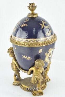 Art Deco Style Centerpiece Urn Angel Art Nouveau Style Porcelain Bronze