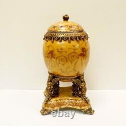 Art Deco Style Centerpiece Urn Flower Art Nouveau Style Porcelain Bronze