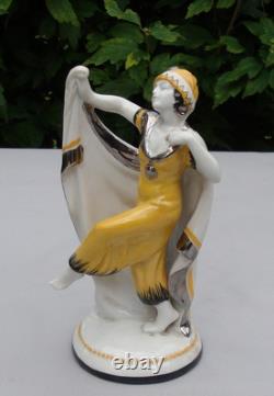 Art Deco Style Figurine Statue Dancer Art Nouveau Style Porcelain Enamels