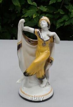 Art Deco Style Figurine Statue Dancer Art Nouveau Style Porcelain Enamels