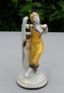 Art Deco Style Figurine Statue Dancer Art Nouveau Style Porcelain Enamels