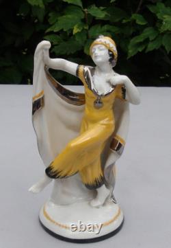 Art Deco Style Figurine Statue Dancer Art Nouveau Style Porcelain Enamels