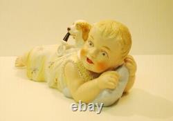 Art Deco Style Figurine Statue Dog Baby Piano Baby Art Nouveau Style Porcelain B