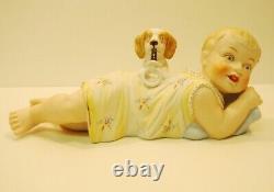 Art Deco Style Figurine Statue Dog Baby Piano Baby Art Nouveau Style Porcelain B