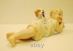 Art Deco Style Figurine Statue Dog Baby Piano Baby Art Nouveau Style Porcelain B