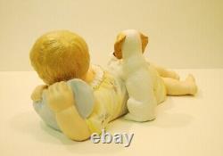 Art Deco Style Figurine Statue Dog Baby Piano Baby Art Nouveau Style Porcelain B