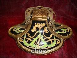 Art Deco Style Inkwell Flower Art Nouveau Style Porcelain Bronze Ceramic