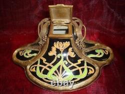 Art Deco Style Inkwell Flower Art Nouveau Style Porcelain Bronze Ceramic