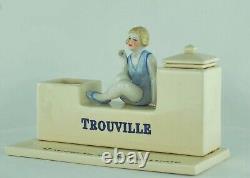 Art Deco Style Inkwell Writing case Figurine Bathing Beauty Trouville Art Nouvea