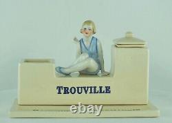 Art Deco Style Inkwell Writing case Figurine Bathing Beauty Trouville Art Nouvea