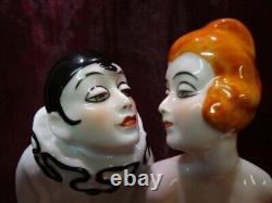 Art Deco Style Lamp Figurine Statue Clown Pierrette Harlequin Art Nouveau Style