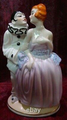 Art Deco Style Lamp Figurine Statue Clown Pierrette Harlequin Art Nouveau Style