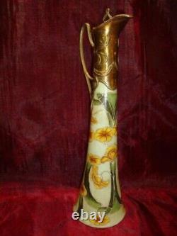 Art Deco Style Pitcher Pitcher Flower Art Nouveau Style Porcelain Bronze