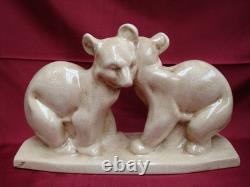 Art Deco Style Statue Figurine Bear Wildlife Art Nouveau Style Porcelain Crackle